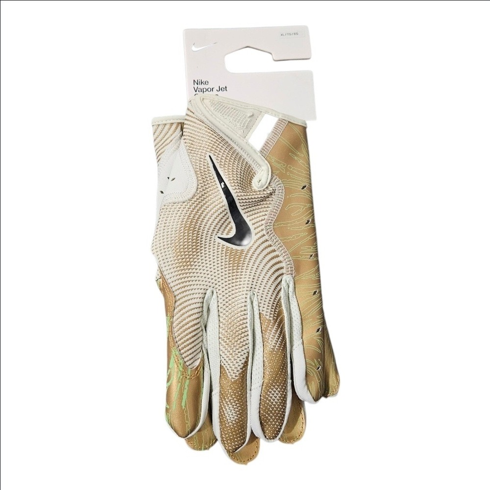 Nike Vapor Jet 8.0 Football Wide Receiver Gloves Gold White Mens XL WR TE New